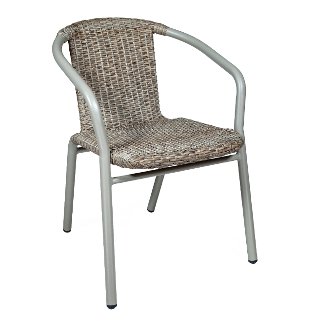 Genoa karmstol i färgen Khaki, aluminiumstomme med fiberrotting.